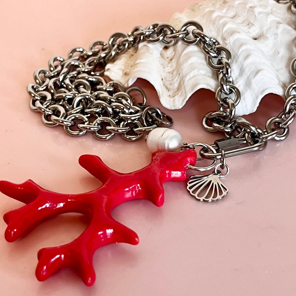 Image of Big Chunky Coral Necklace - Stainless Steel