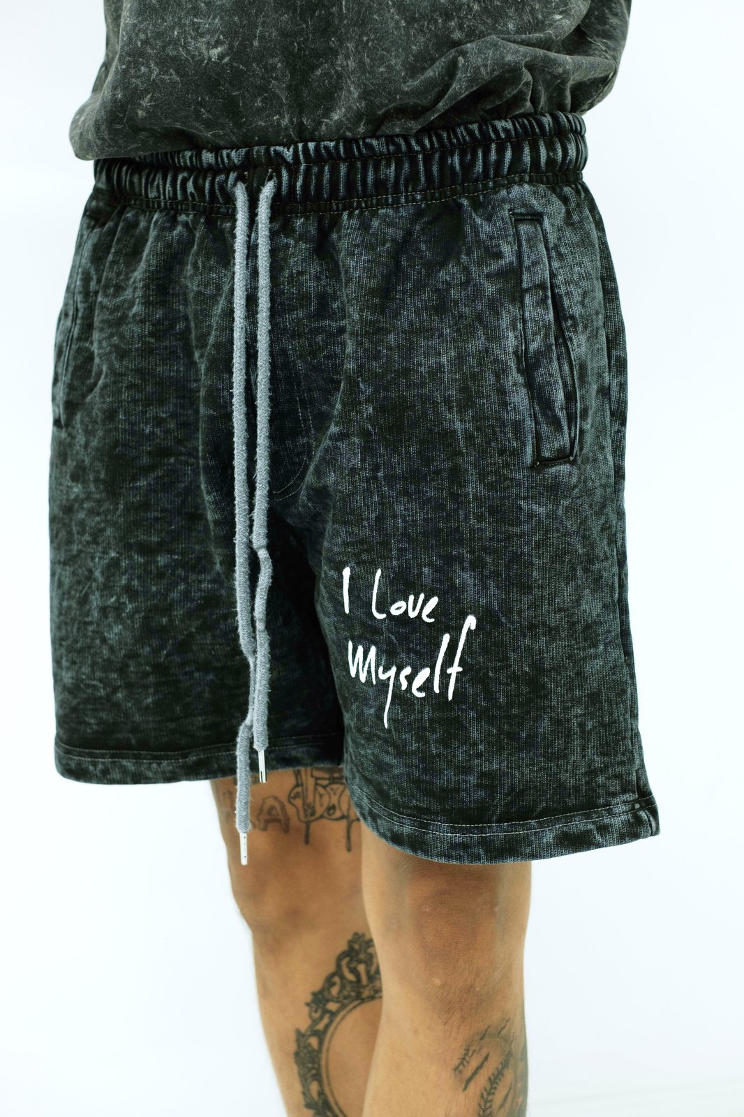 Acid Wash I Love Myself shorts / JustBeDope