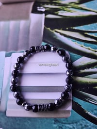 Image 4 of BLACK ONYX/HEMATITE  BRACELET