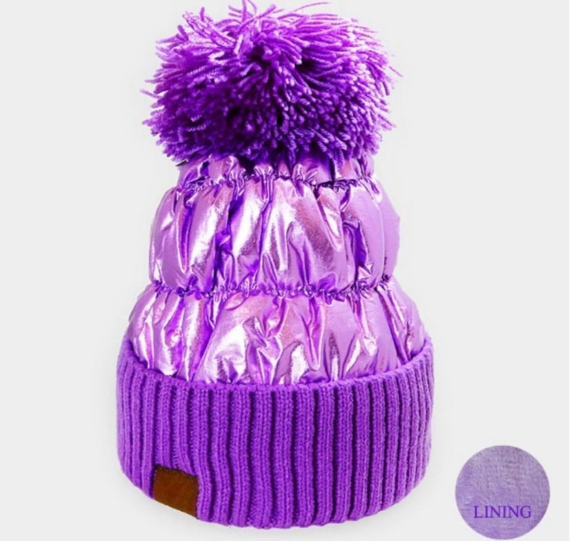 Image of Fleece Lining Puffer Knit PomPom