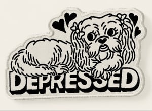 Image of depressed dog woven patch
