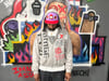 Multi logo zip up hoodie (gray)