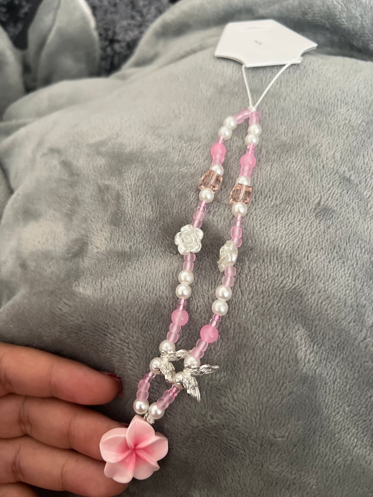 Image of pink flower phone charm