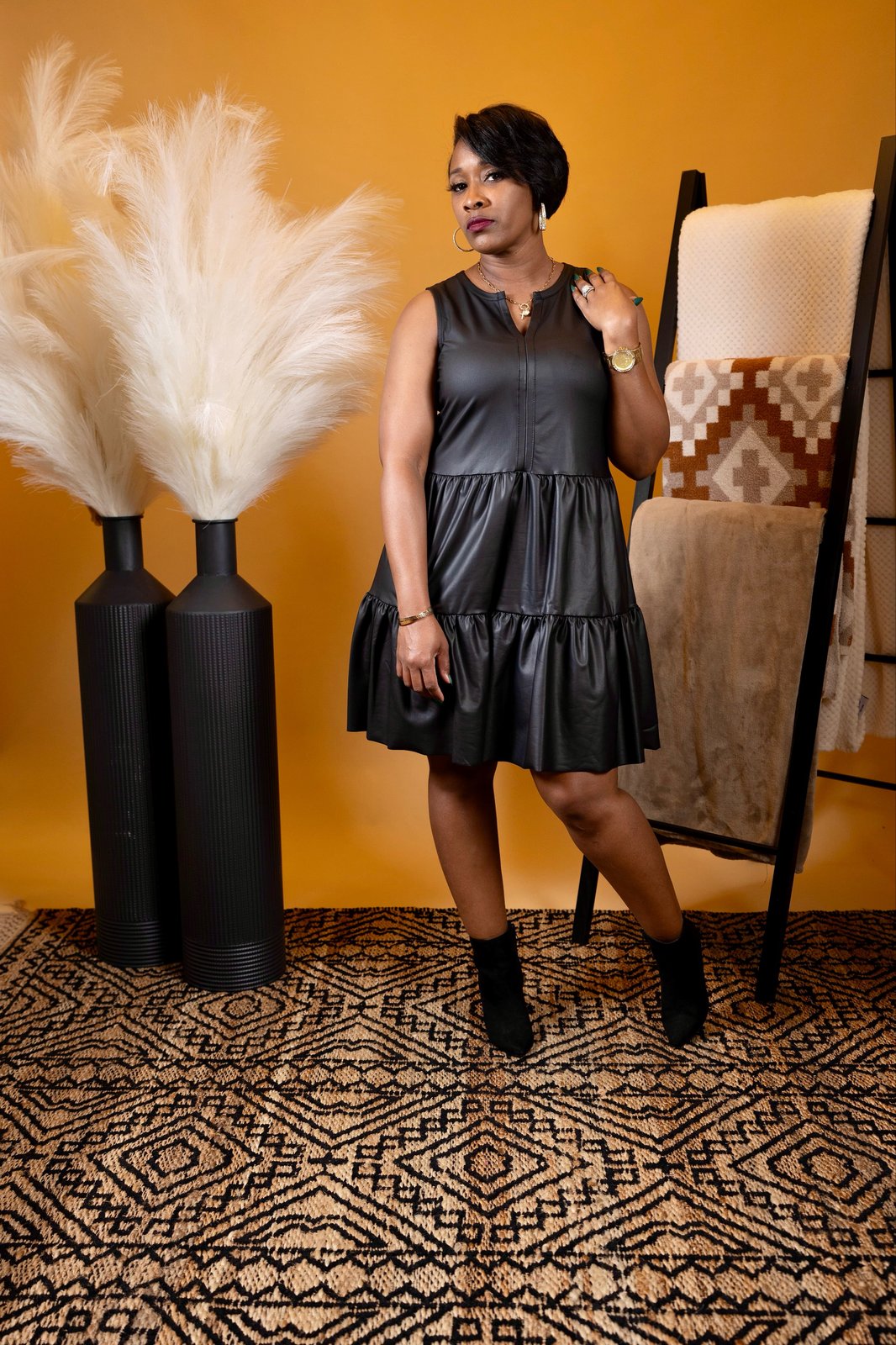 leather baby doll dress