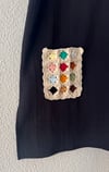 BLACK SHORT KAFTAN WITH CROCHET POCKETS