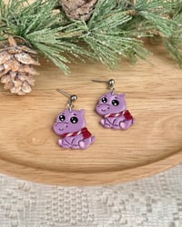 Image 1 of Purple Hippo Earrings | Christmas Hippopotamus