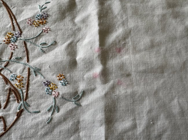 Vintage Floral basket doily set