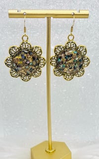 Image 2 of ABALONE SEASHELL FLORAL DANGLES