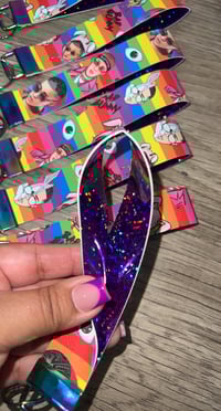Image 2 of Purple holo faux leather keychain 