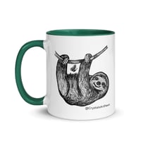 Image 17 of Hanging Around Sloth Ceramic Coffee Mug Line Art by CrystalsArtPaws