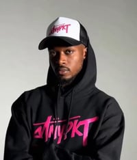 Image 2 of SCRIPTURE TRUCKER//BLACK N WHITE// FUCHSIA