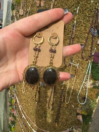 Image 1 of Garnet Witches Eye Earrings 