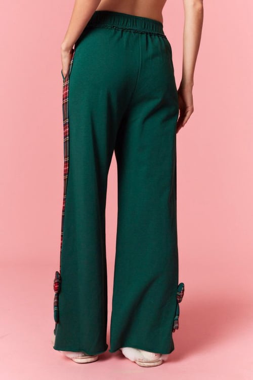 Image of GREEN PLAID BOW PANTS