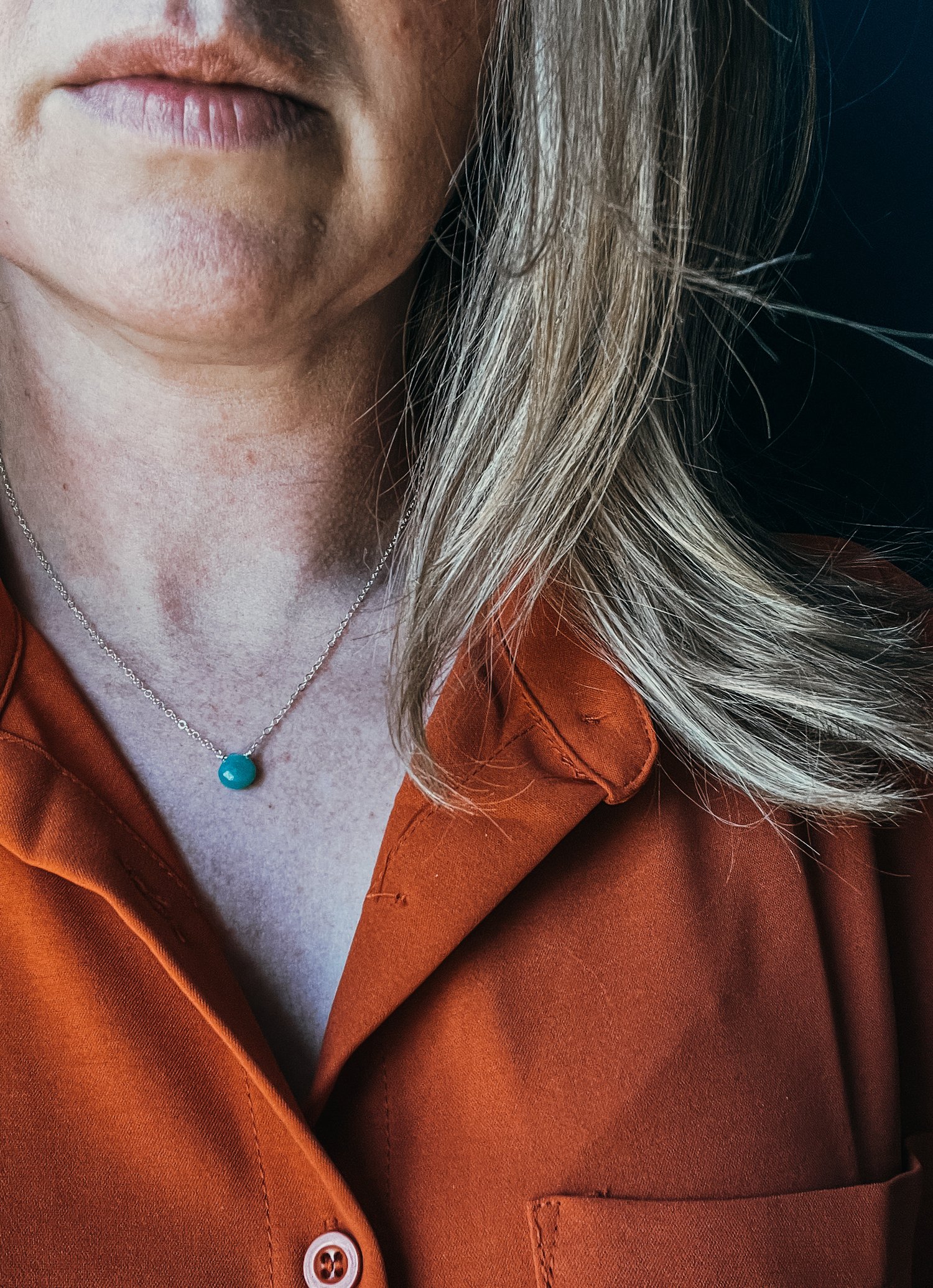 Image of Small Chrysoprase Teardrop Necklace on Sterling Silver
