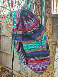 Image 2 of MALIA Mexican Baja woven fabric Backpack - GREEN