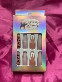 Image 1 of Nails - Long (Purple w/ Designs)