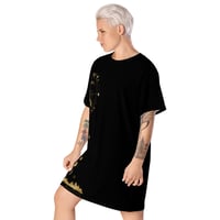 Image 3 of Celestial Inspired Black and Gold Geometry Landscape T-shirt dress