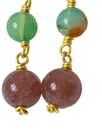 Image 3 of Paper Clip Bliss| Natural healing gemstones dangling gold earrings