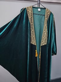 Image 2 of Tatreeze Velvet Abaya Green/Red/Navy (Made in Jordan) copy