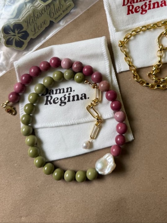 Image of Matcha gemstone necklace 