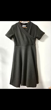 Image 3 of Cross front dress - black textured ponte 