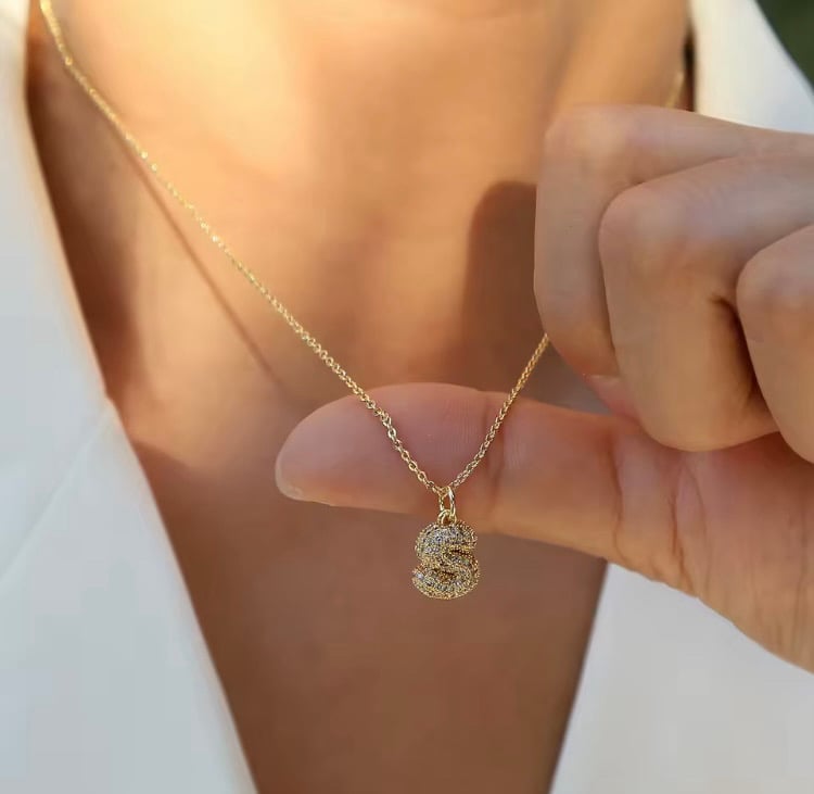 Image of Mini bubble initial pendant necklace