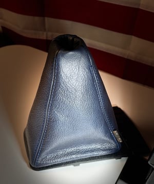 Image of Navy blue leather shift boot 