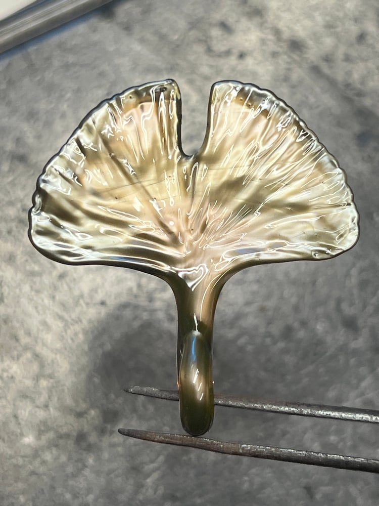 Image of Metallic Gold Ginkgo Leaf Pendant
