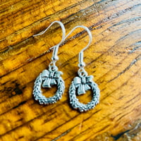 Image 1 of Set of 5 Christmas wreath silver plated earrings 