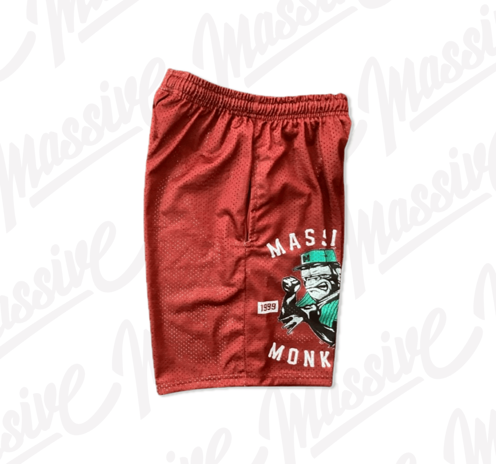 MONOGRAM MESH SHORTS - MAROON