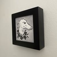 Image 2 of Greyhound Portrait Linocut And Watercolor Print