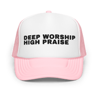 Image 3 of High Praise Deep Worship Trucker (Black/White -Pink/ White)