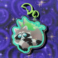 Image 3 of Rainbow Raccoon Acrylic Keychains