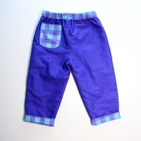 Image 2 of Reversible trousers- purple blue hearts (ready to ship 18-24m)