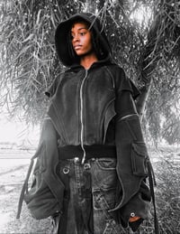 Image 3 of Grey Radial-Flux Cargo Hoodie 