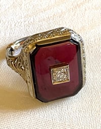 Image 3 of GARNET & WHITE GOLD RING
