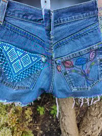Image 8 of Vintage Levi 501 cut off shorts - waist 30 inches peace love music