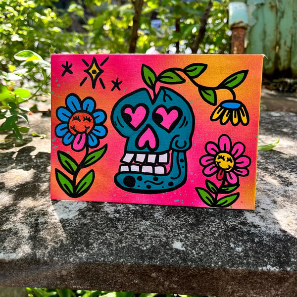 Image of Blue Skull Painting 