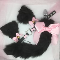 Image 1 of Black / pink bow kitten PetPlay 🐈‍⬛ 