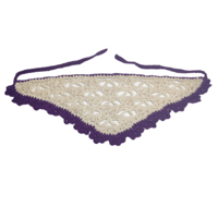 Image 2 of wHite n purple doily lookin bandana