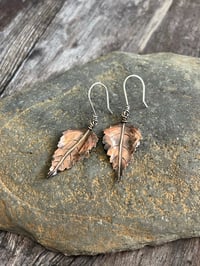 Image 3 of Birch Leaf Earrings ~ Copper
