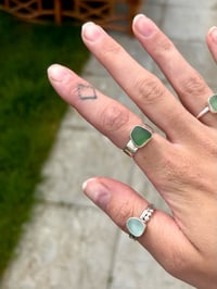 Image 4 of Chunky Green Sea Glass Ring - Size Q