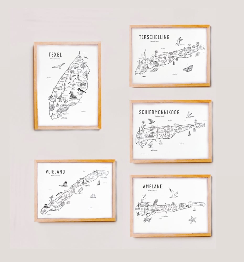 Image of Waddeneiland Artprint Texel, Vlieland, Terschelling, Ameland of Schiermonnikoog