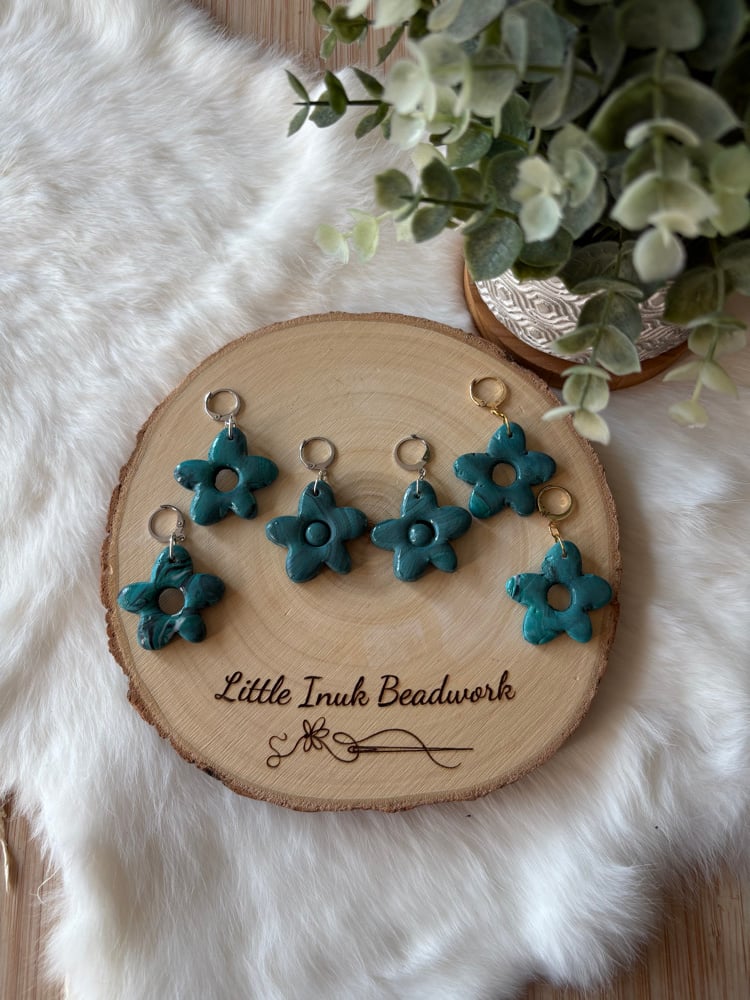 Image of Turquoise Marble Floral Earrings