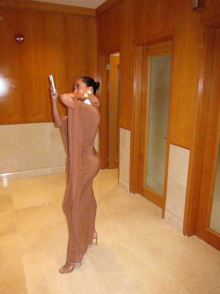 Image of COPPER BATWING DRAPED MAXI DRESS (XS)