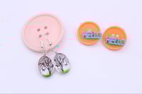 Image 2 of Floating Tree & Butterfly Earrings (or) Word ‘Hello’ Earrings on NEW Button Hang Tags