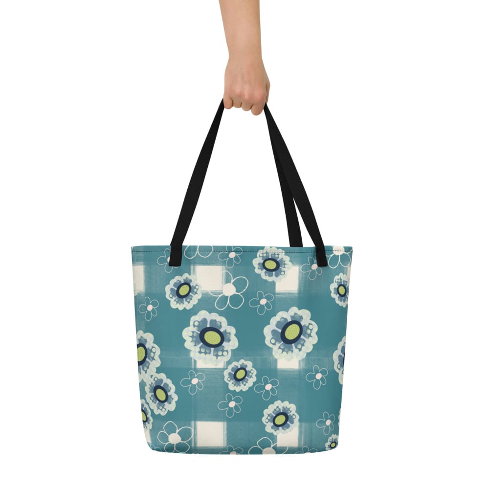 Image of Flower Power Beach Bag Petrol square