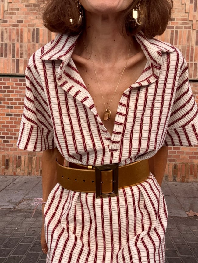 BROWN STRIPES KNIT KAFTAN