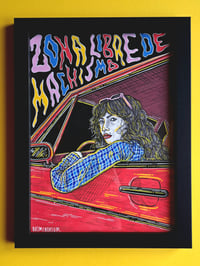 Image 1 of 'ZONA LIBRE DE MACHISMO' original illustration (A4, frame incl.)
