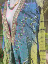 Image 12 of Wanderlust maxi dress Sari tie dye GREEN BLUE upto 18 uk